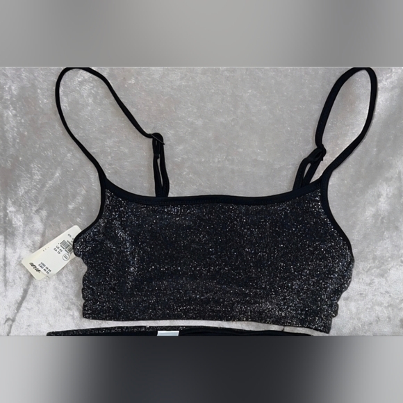 NWT Aerie Black Glitter Bikini Top XS - Picture 6 of 6